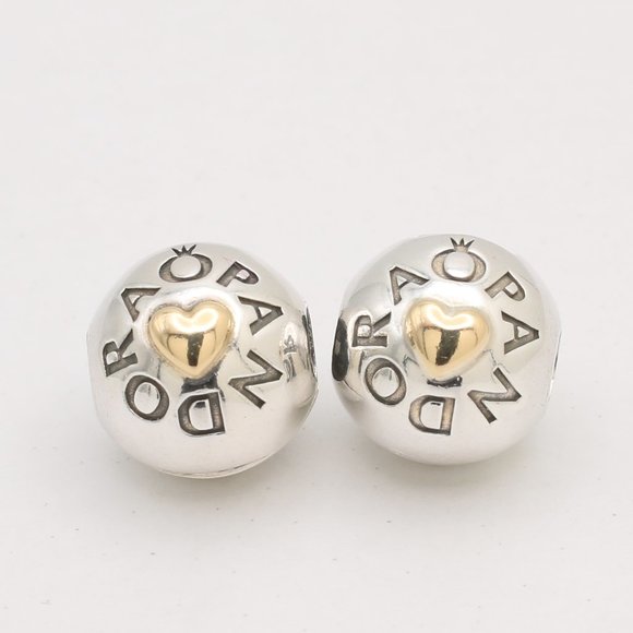 Pandora Jewelry - Two Authentic PANDORA Insignia Heart 14K Gold Clip